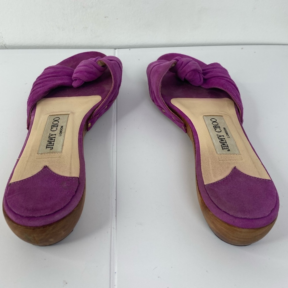 Jimmy Choo Ness Violet Suede Purple Knot Sandals - Picture 6 of 6